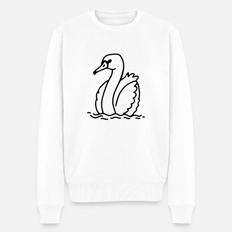 schöner Schwan - line - Männer Premium Bio Pullover - Weiß