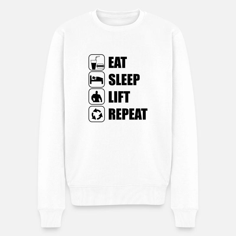 Eat Sleep Lift Repeat - Pull Premium bio Homme - blanc