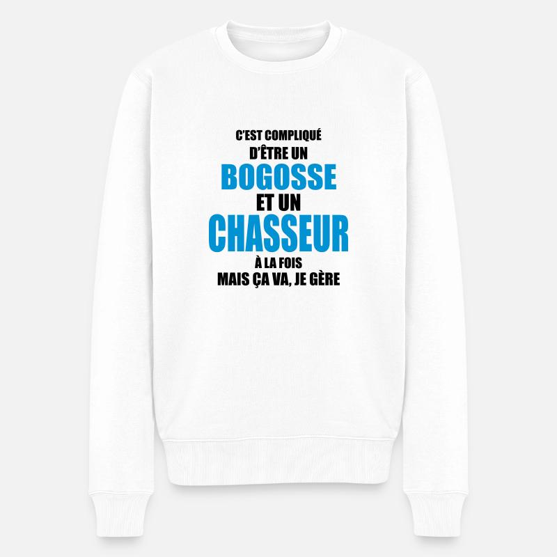 c'est compliqué d'être un bogosse et un chasseur - Pull Premium bio Homme - blanc