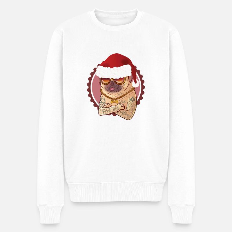 Mops Hund weihnachten - Männer Premium Bio Pullover - Weiß