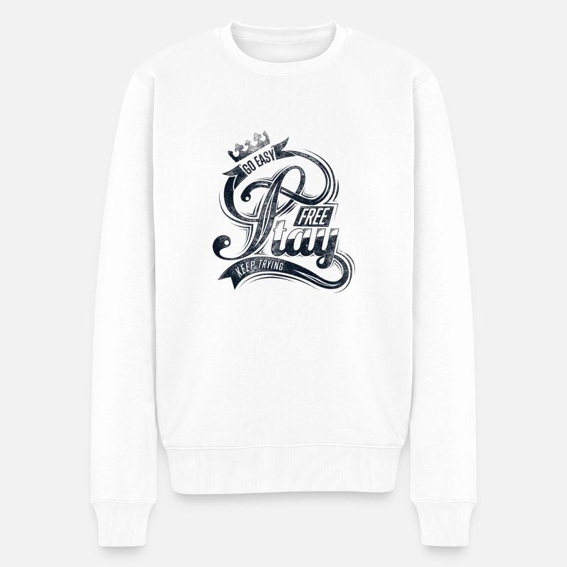 Bleib frei - Männer Premium Bio Pullover - Weiß