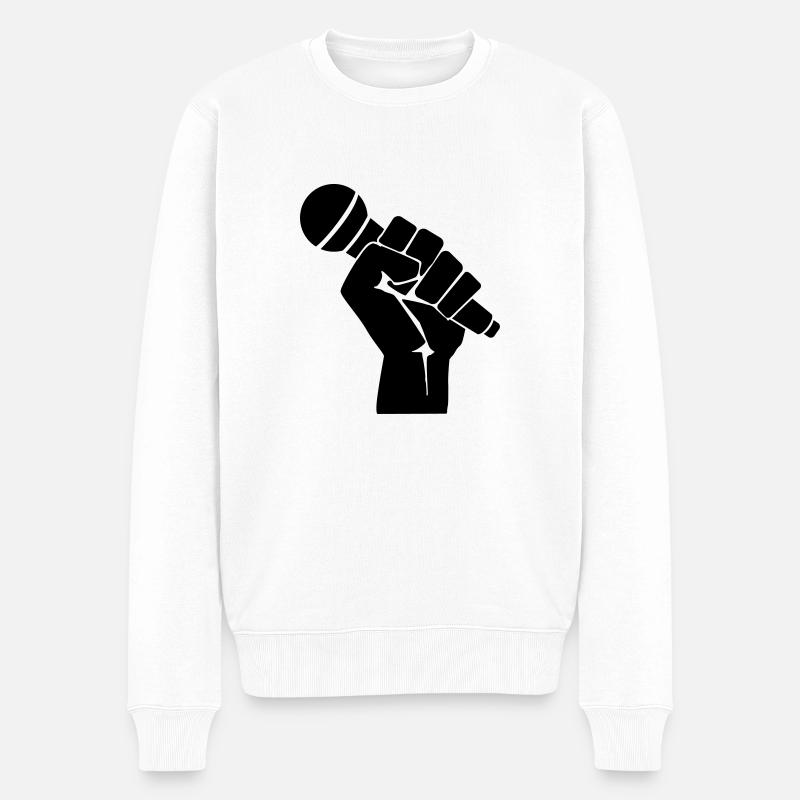 Faust mit Mikrofon - Männer Premium Bio Pullover - Weiß