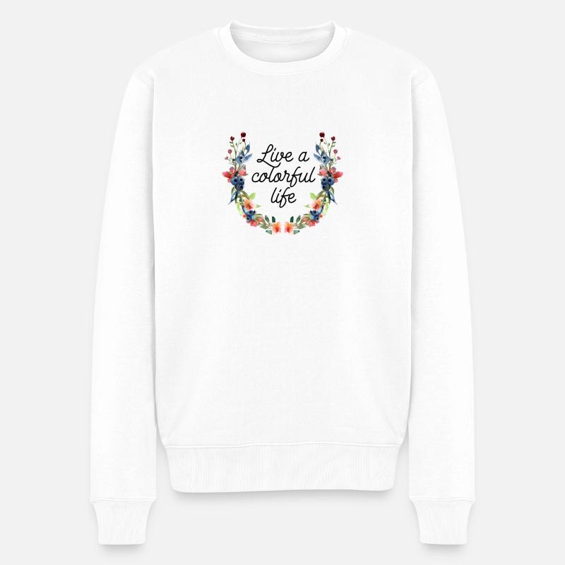 T-shirt - Vivez une vie colorée ! - Pull Premium bio Homme - blanc
