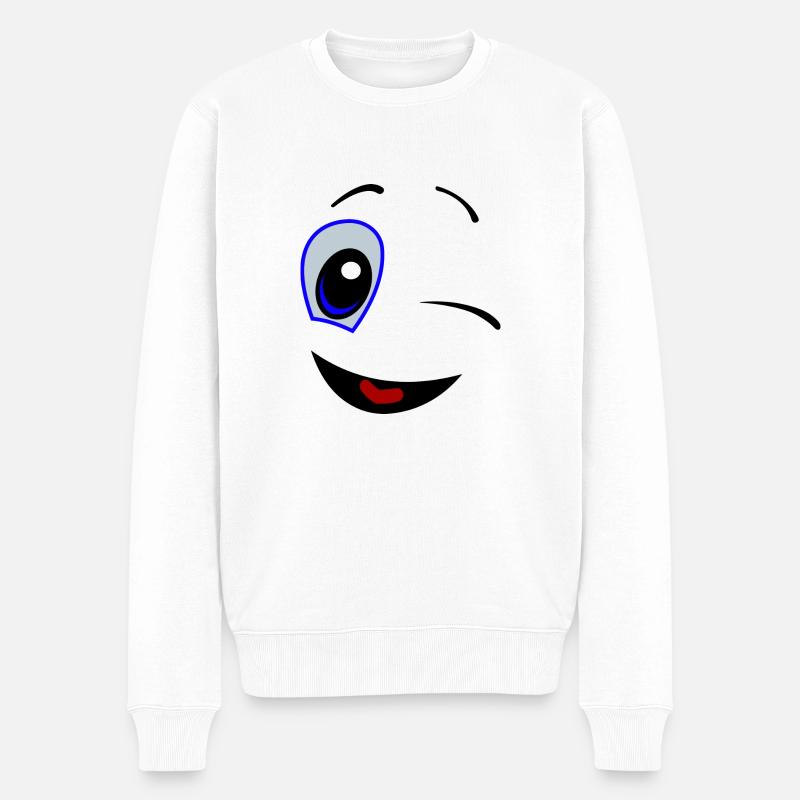 Lachender Emoji - Männer Premium Bio Pullover - Weiß