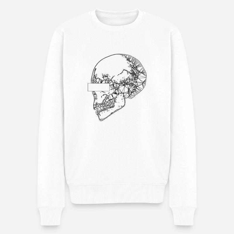 Totenkopf Totenschaedel - Männer Premium Bio Pullover - Weiß