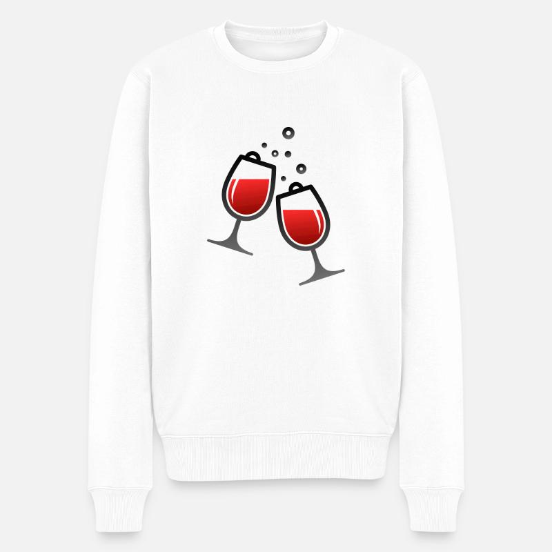 Zwei Weingläser - Männer Premium Bio Pullover - Weiß