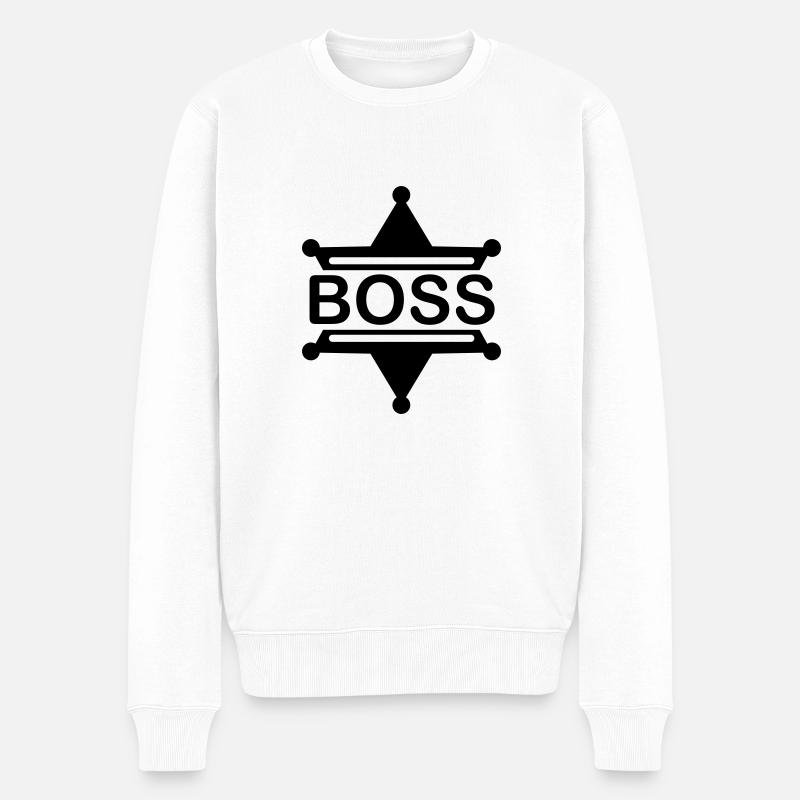 boss_star_f1 - Männer Premium Bio Pullover - Weiß