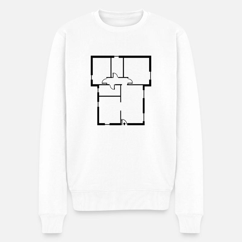 Planimetrie Wohnung - Männer Premium Bio Pullover - Weiß
