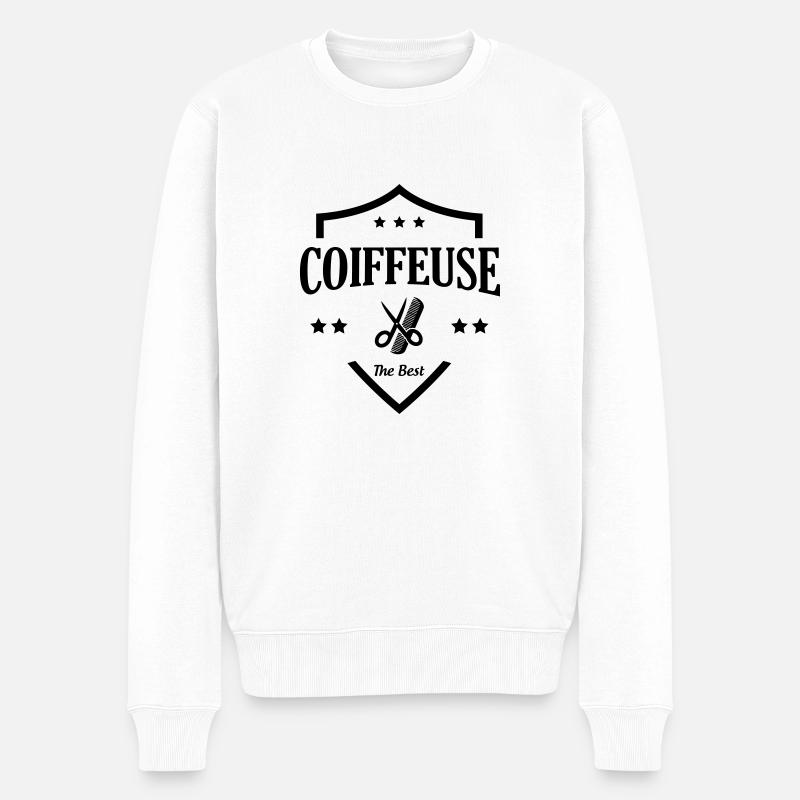 Coiffure / Coiffeur / Coiffeuse / Mode / Cheveux - Pull Premium bio Homme - blanc