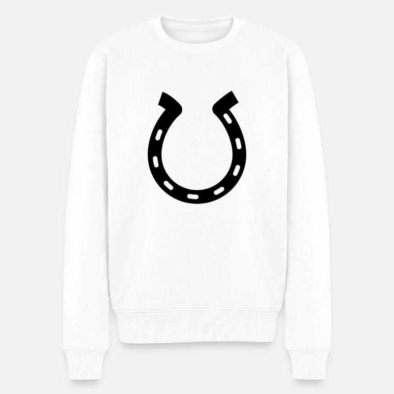 Hufeisen - Männer Premium Bio Pullover - Weiß