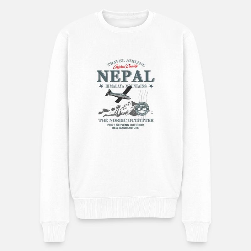 Nepal - Männer Premium Bio Pullover - Weiß