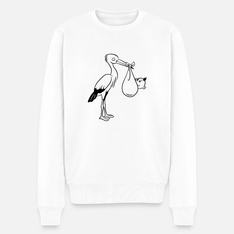 storch baby geburt - Männer Premium Bio Pullover - Weiß