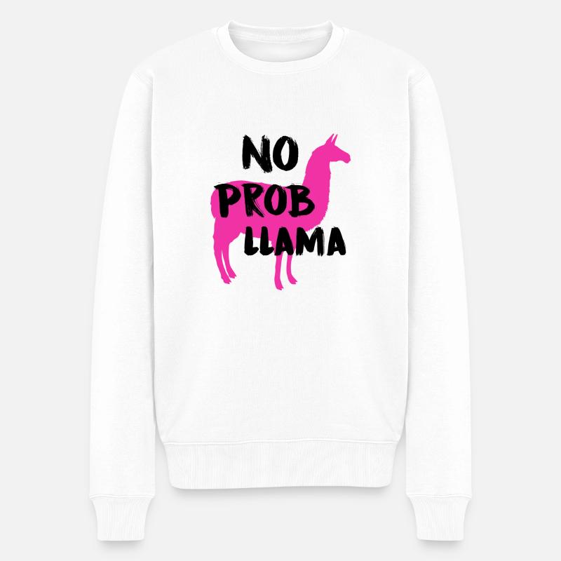 No prob llama - Pull Premium bio Homme - blanc