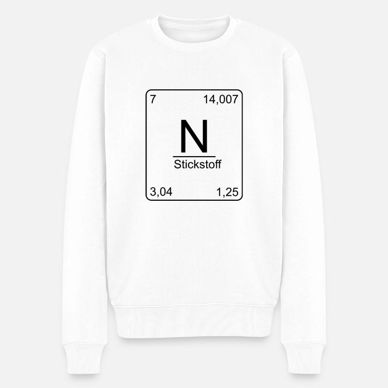 Stickstoff, Periodensystem, Chemie, Physik, Elemen - Männer Premium Bio Pullover - Weiß