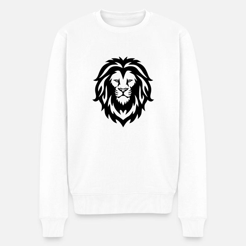 Löwe - Männer Premium Bio Pullover - Weiß