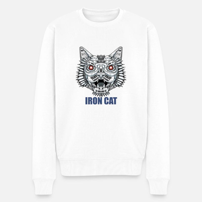 Roboter Katze - Männer Premium Bio Pullover - Weiß