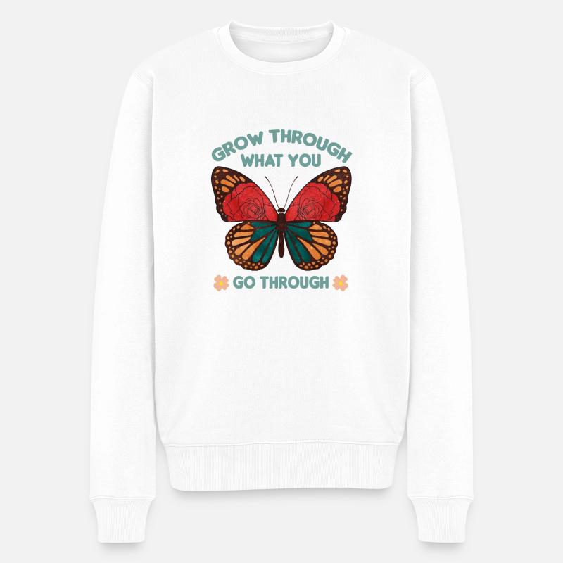 Schmetterling Blume blumig Sprüche Spruch Blumen - Männer Premium Bio Pullover - Weiß