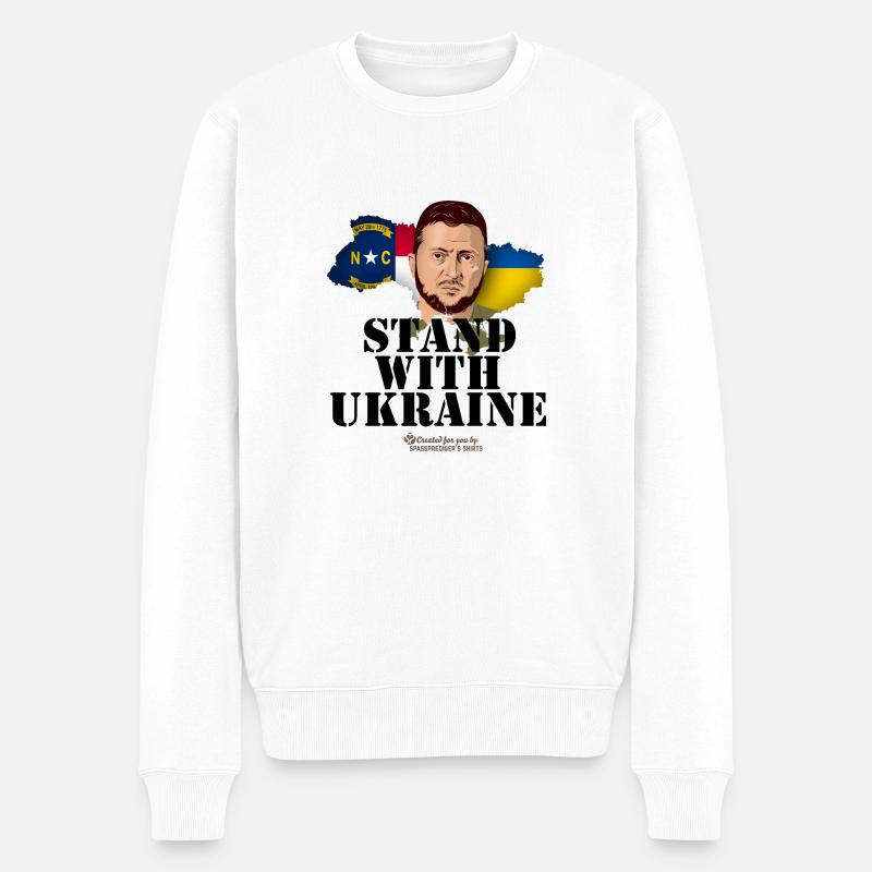 Ukraine North Carolina - Männer Premium Bio Pullover - Weiß