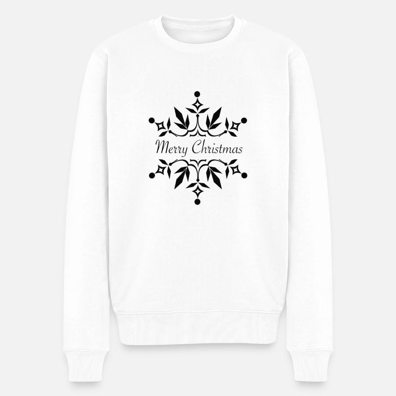 Merry Christmas Flocke - Männer Premium Bio Pullover - Weiß