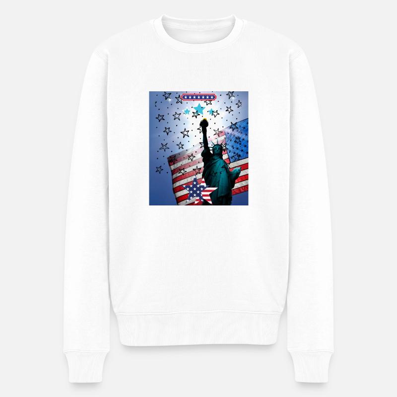 Freiheitsstatue, USA - Männer Premium Bio Pullover - Weiß
