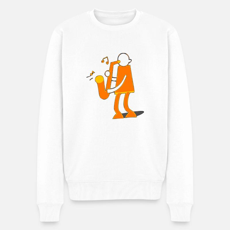 Der Saxophonist - Männer Premium Bio Pullover - Weiß