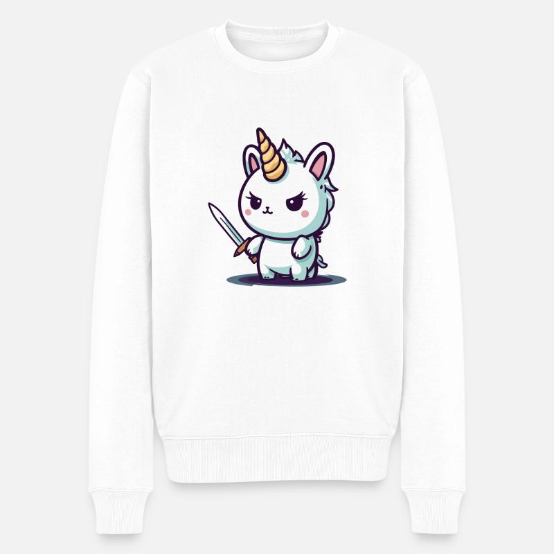 Einhorn böser - Männer Premium Bio Pullover - Weiß