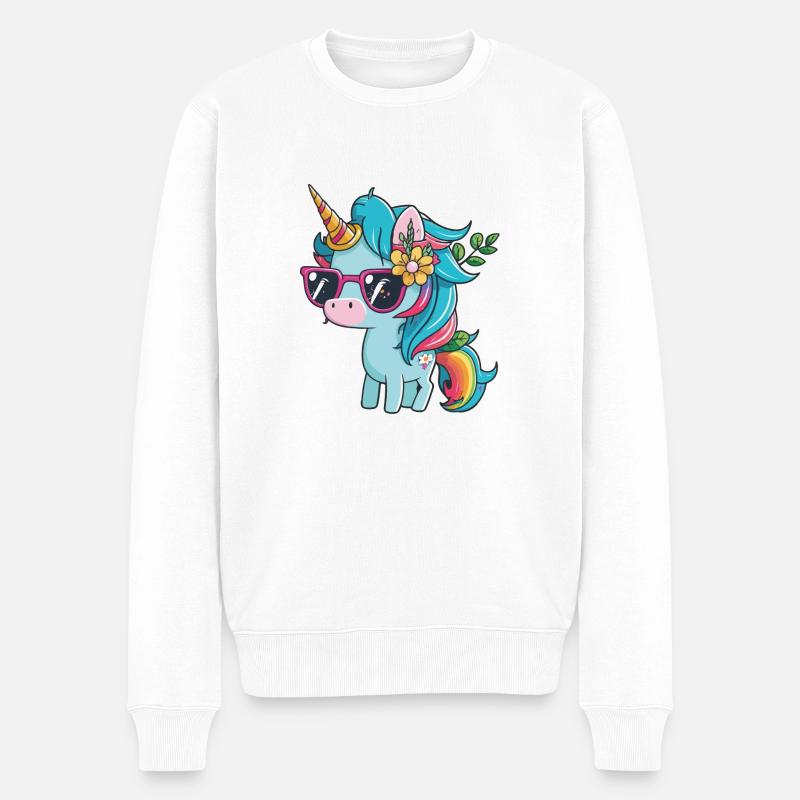 unicorn - Männer Premium Bio Pullover - Weiß
