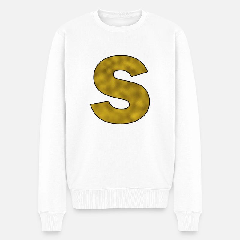 Lettre S Or - Pull Premium bio Homme - blanc