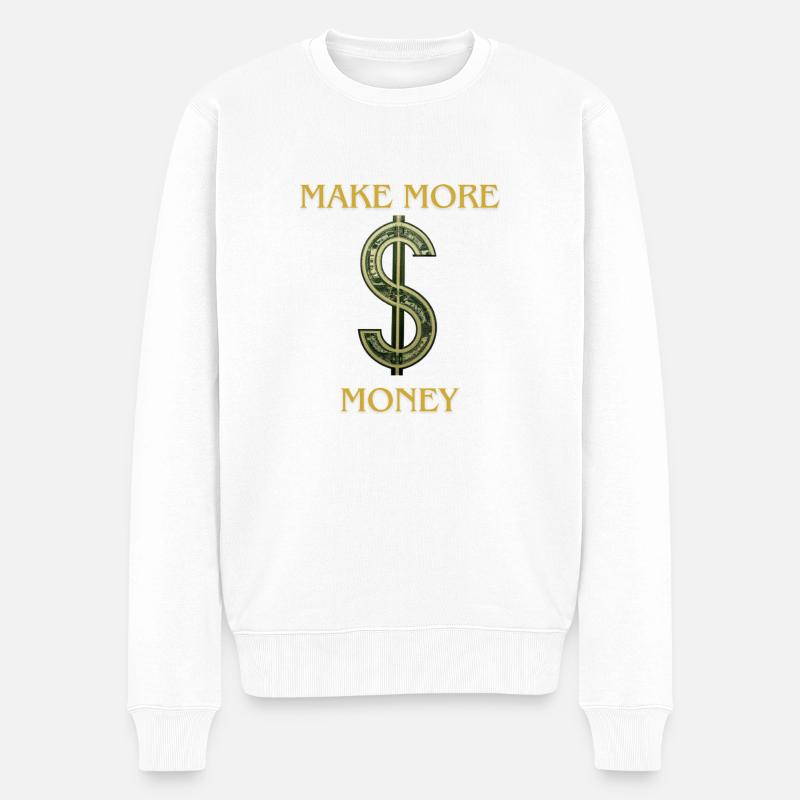 Erschaffe mehr Geld - Männer Premium Bio Pullover - Weiß