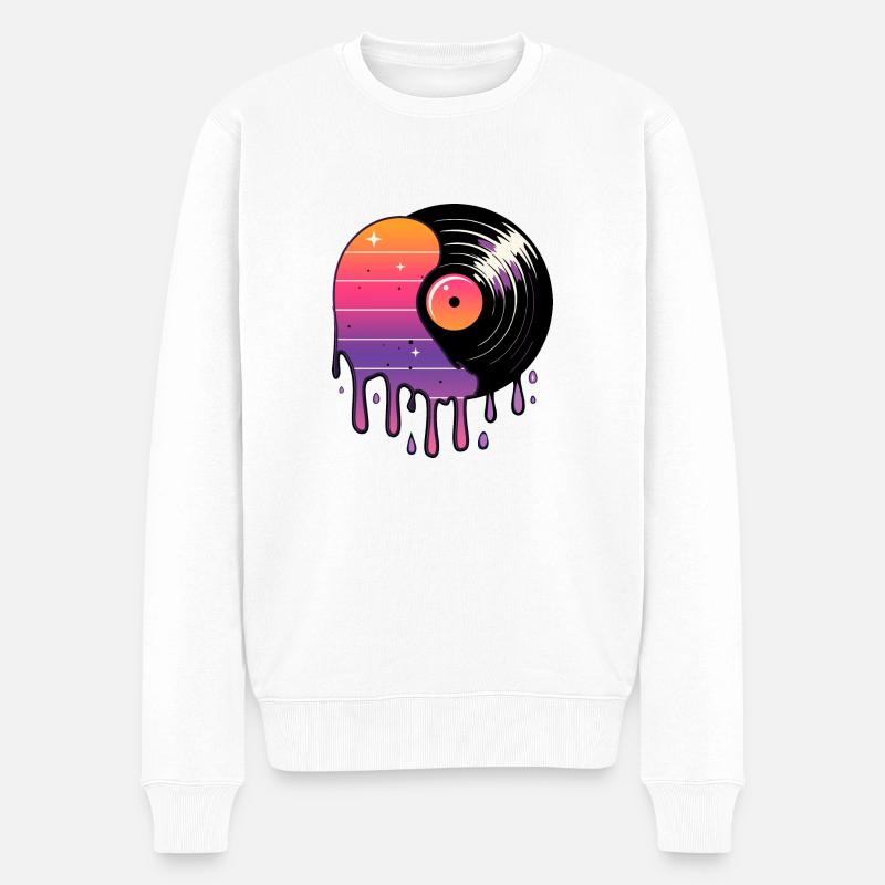 Kosmische Vinyl-Schallplatte - Männer Premium Bio Pullover - Weiß