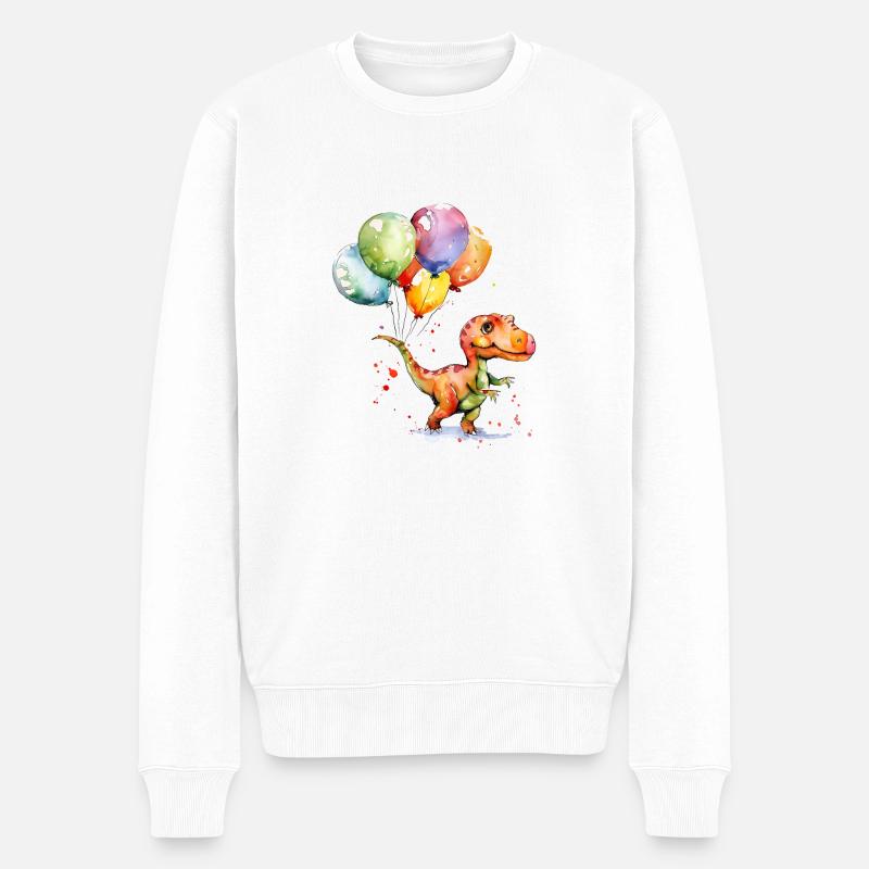 Saurier mit Luftballon - Männer Premium Bio Pullover - Weiß