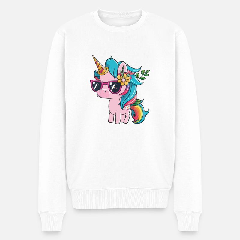 unicorn - Männer Premium Bio Pullover - Weiß