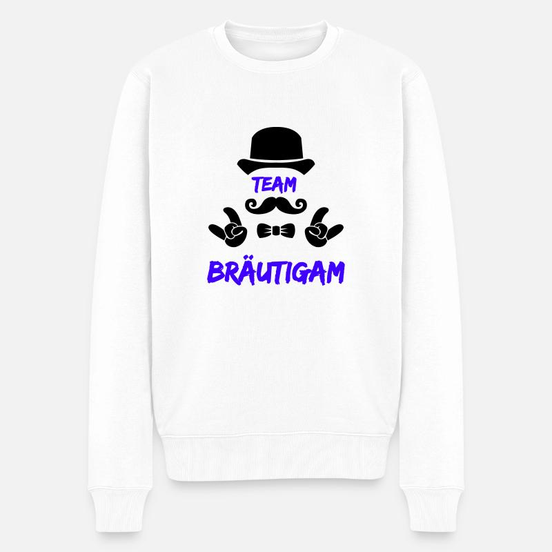 Team Bräutigam - Männer Premium Bio Pullover - Weiß