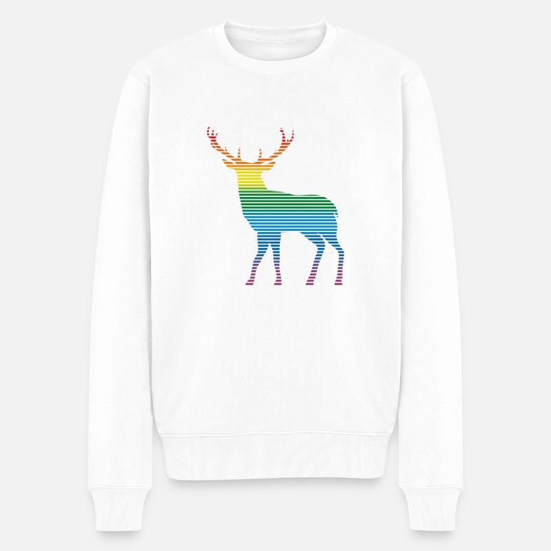 Hirsch - Männer Premium Bio Pullover - Weiß