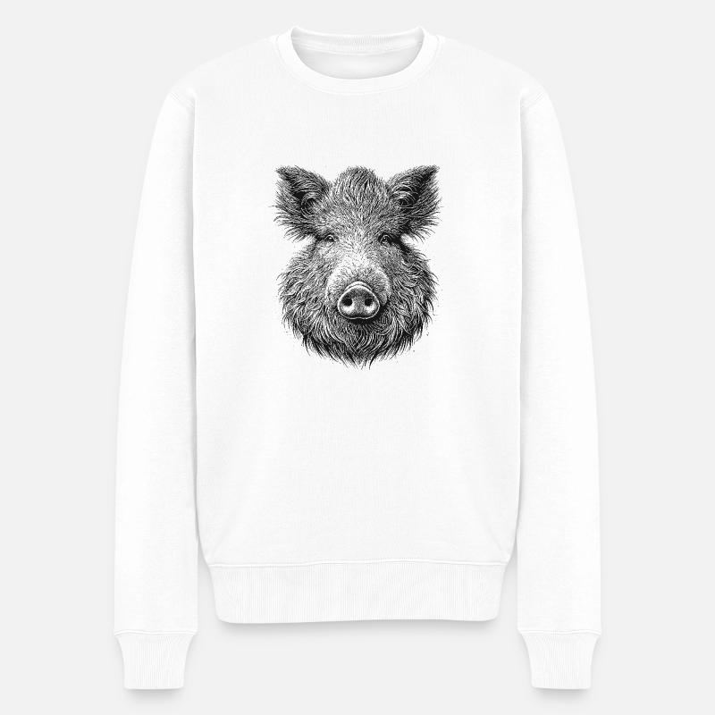 Wildschwein - Männer Premium Bio Pullover - Weiß