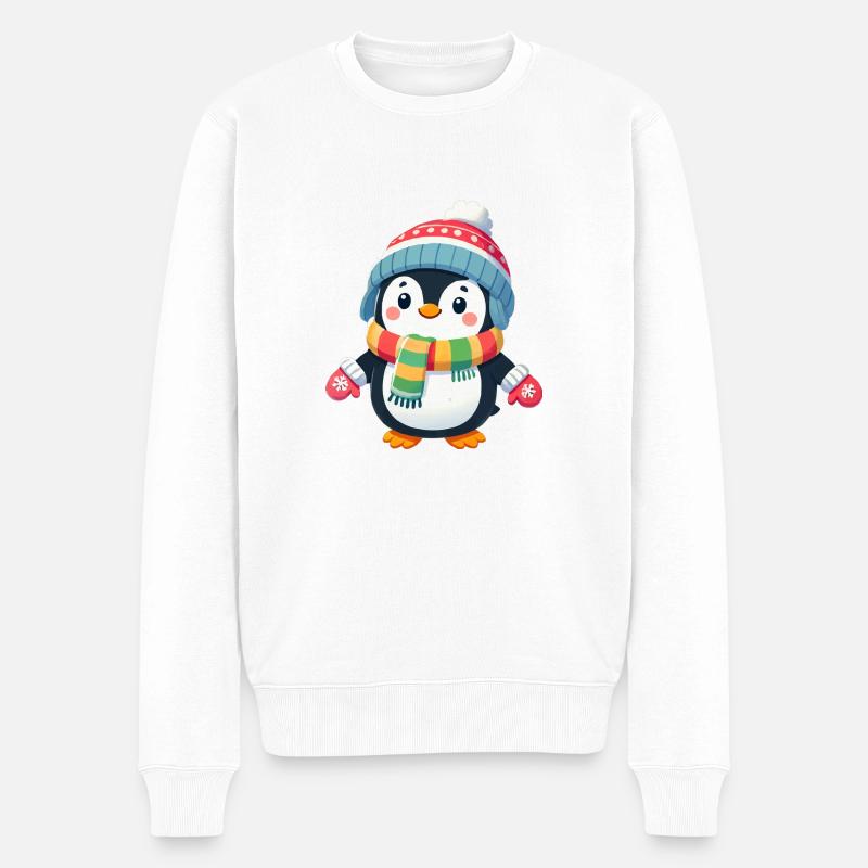 pinguin comic - Männer Premium Bio Pullover - Weiß
