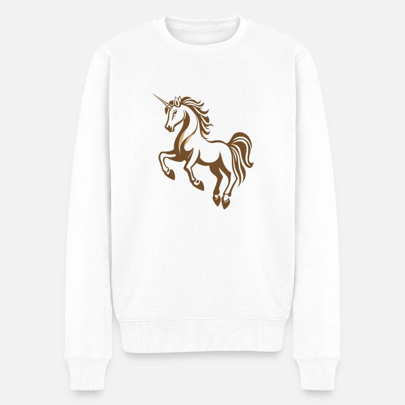 Einhorn - Männer Premium Bio Pullover - Weiß
