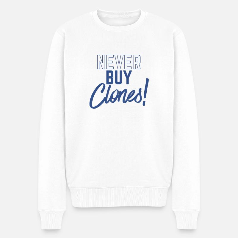 NeverClones - Männer Premium Bio Pullover - Weiß