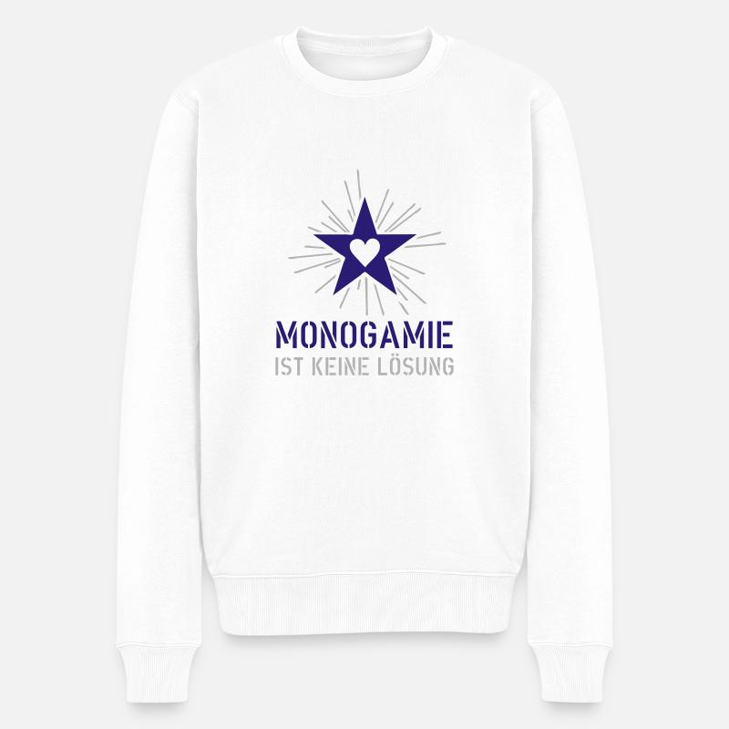 Monogamie blau-grau - Männer Premium Bio Pullover - Weiß