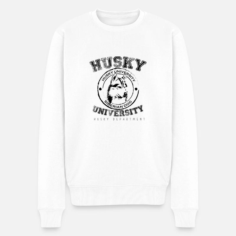 Husky-Universität - Männer Premium Bio Pullover - Weiß
