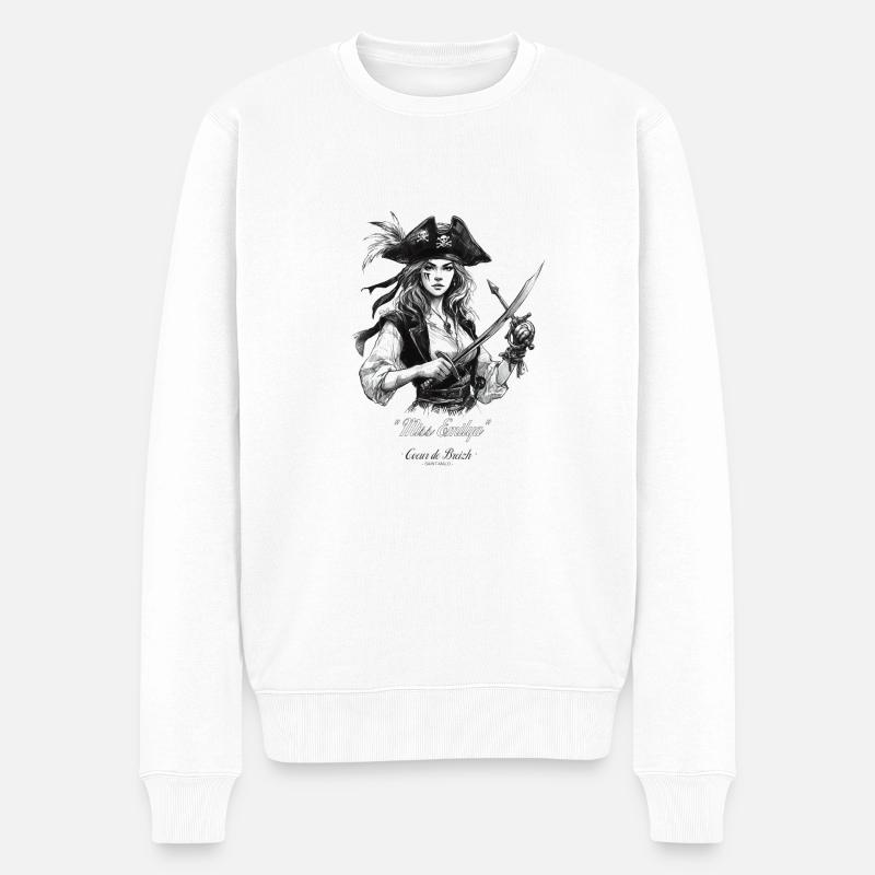 Fräulein Emilya, Korsarin von Saint-Malo - Männer Premium Bio Pullover - Weiß