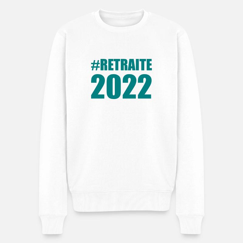 RETRAITE. BONNE RETRAITE. JOYEUSE RETRAITE - Pull Premium bio Homme - blanc