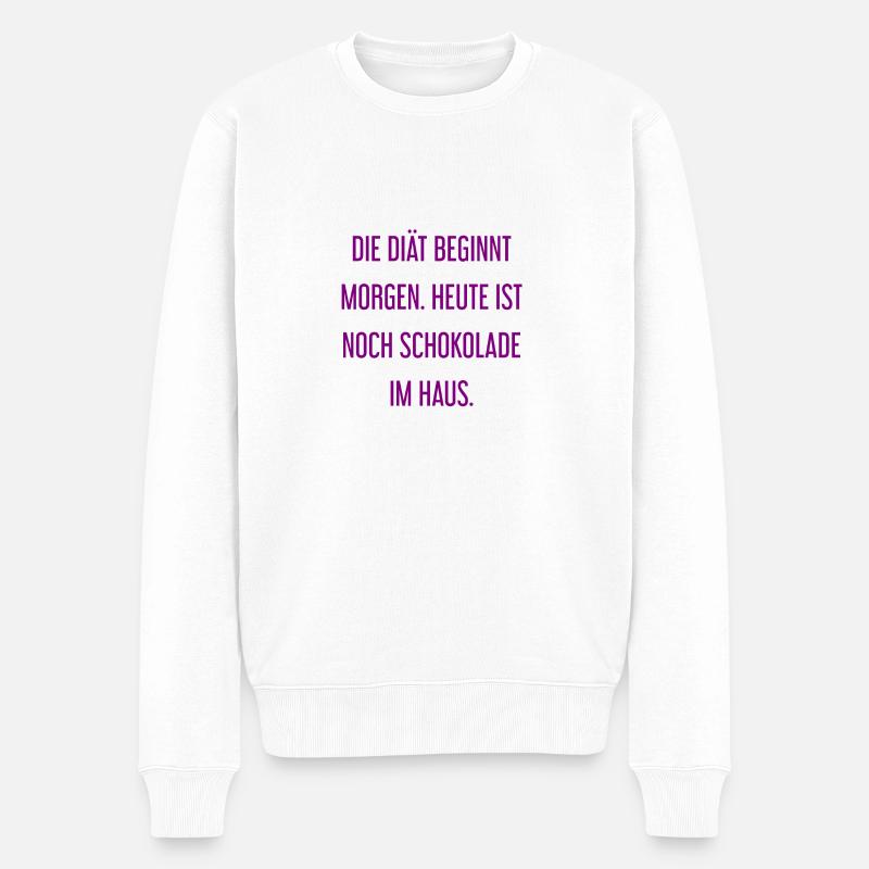 Die Diät beginnt morgen - Schokolade im Haus! - Männer Premium Bio Pullover - Weiß
