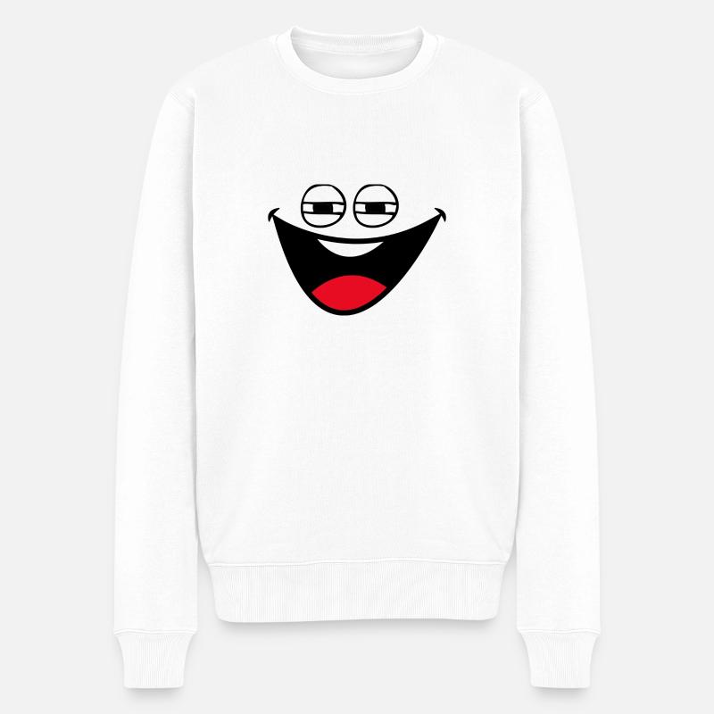 lachender Smily - Männer Premium Bio Pullover - Weiß