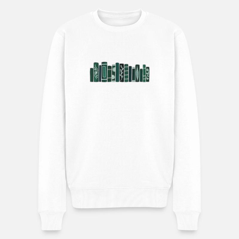 Antike grüne Bücher - Männer Premium Bio Pullover - Weiß