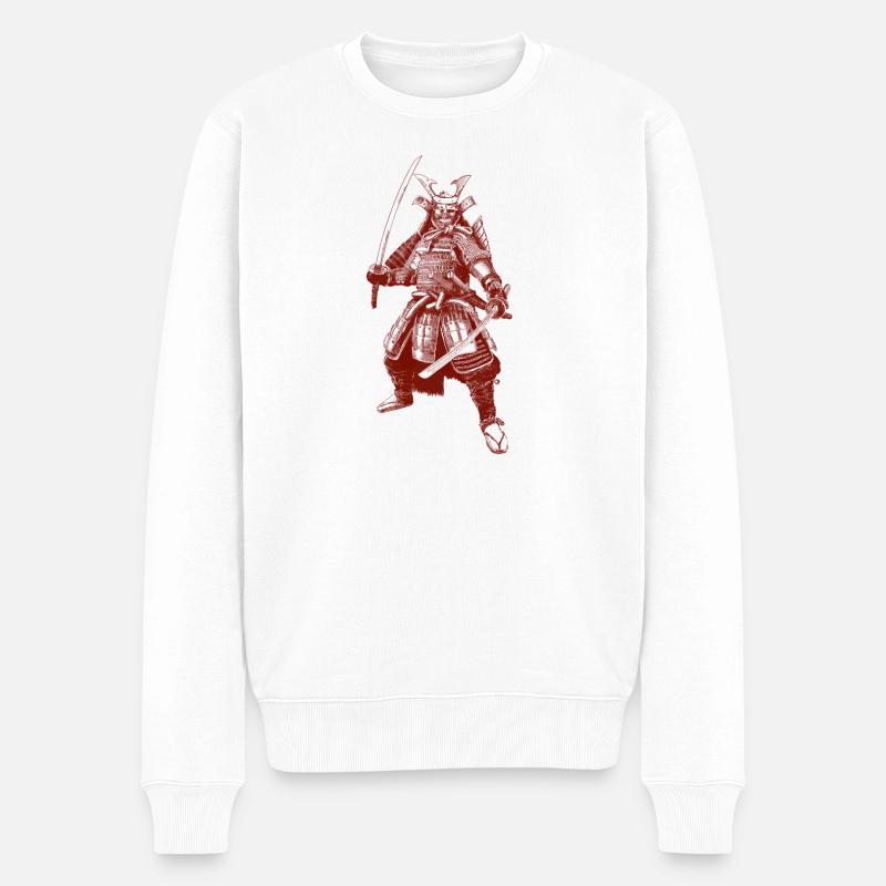 Samurai - Männer Premium Bio Pullover - Weiß