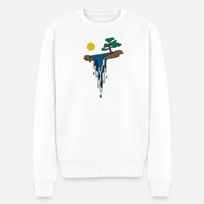 Wasserfall - Männer Premium Bio Pullover - Weiß