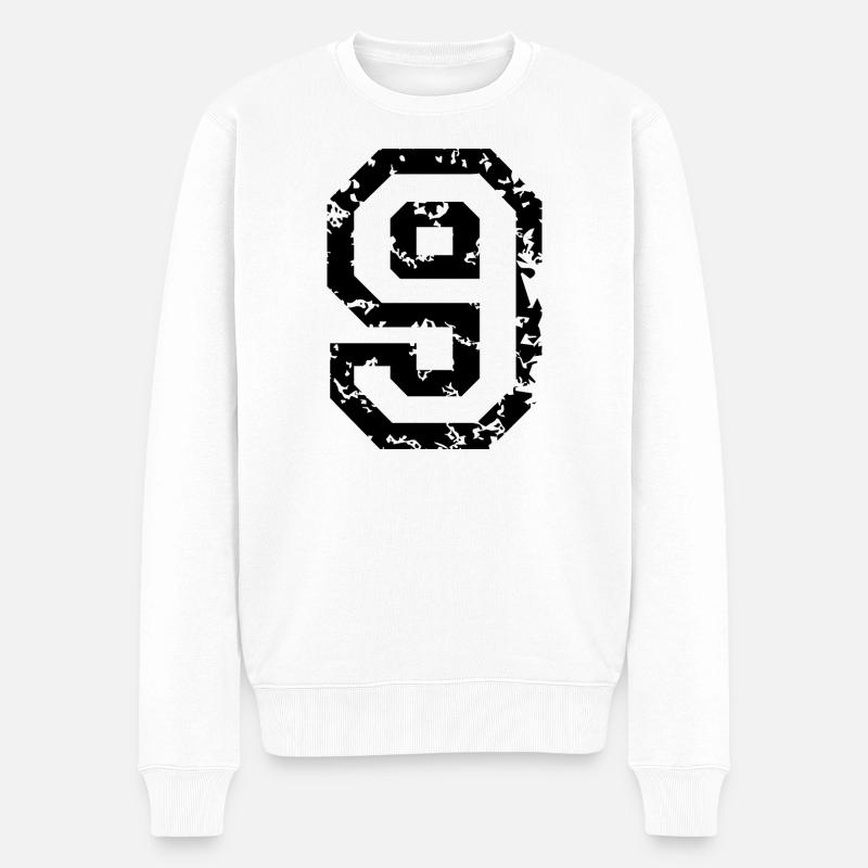 Zahl 9 - Nummer 9 (Vintage Weiß) Nr.9 - Männer Premium Bio Pullover - Weiß