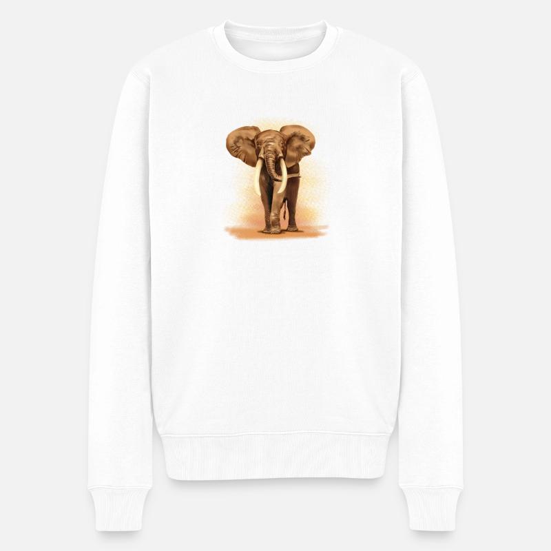 Elefant - Männer Premium Bio Pullover - Weiß
