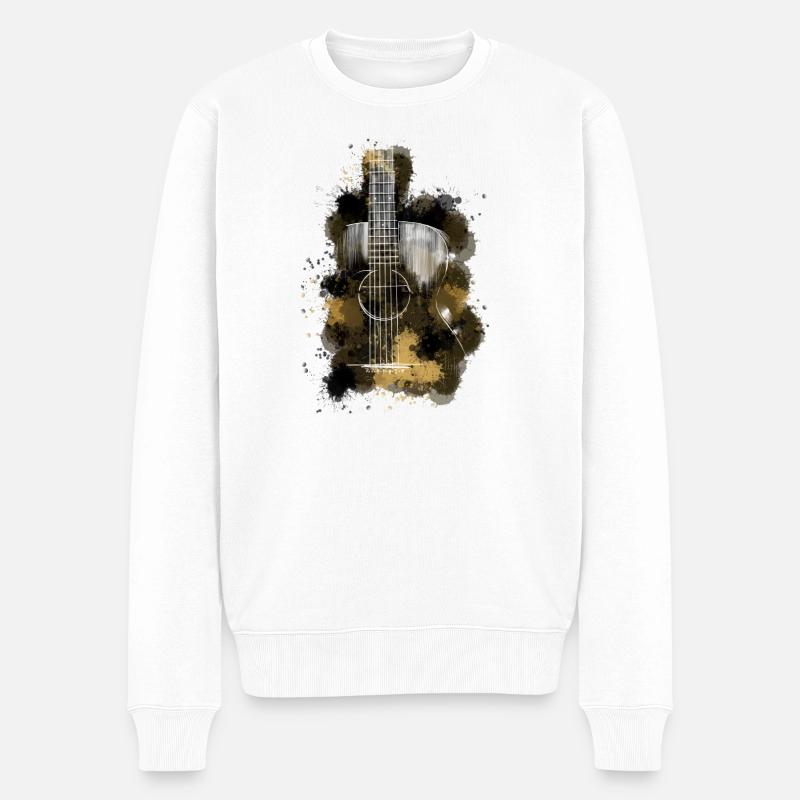 Gitarre - Männer Premium Bio Pullover - Weiß